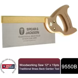 Image of Woodworking Saw 12 x 15pts, Traditional Brass Back, Garden Tool - Spear&jackson