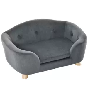 Image of Pawhut Small Dog Plush Sofa 70 x 47 x 30cm - Grey