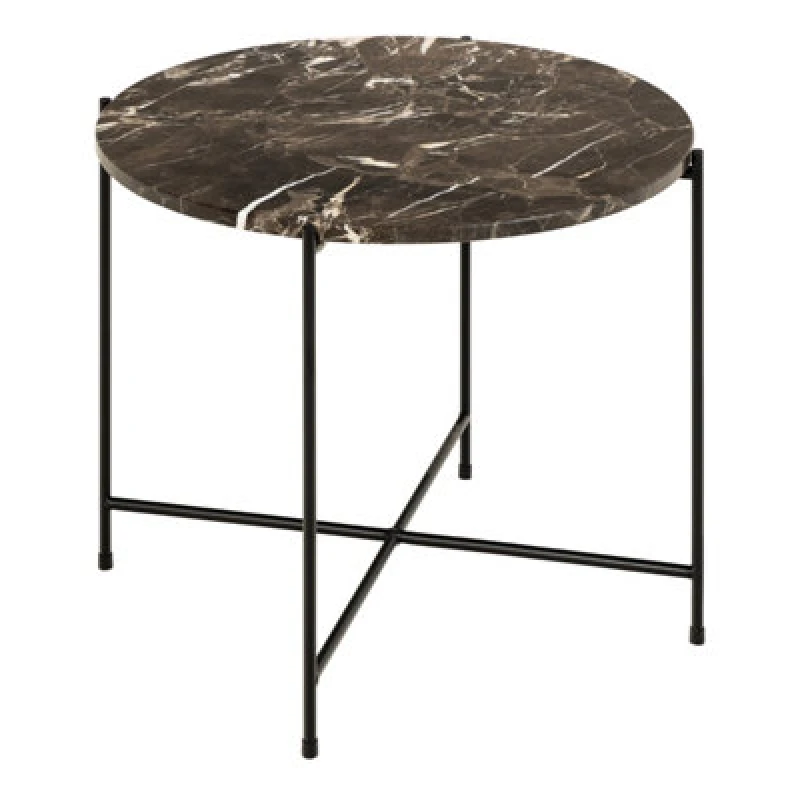 Image of Furniture To Go Avila Side Table With Brown Marble Top 52X40Cm