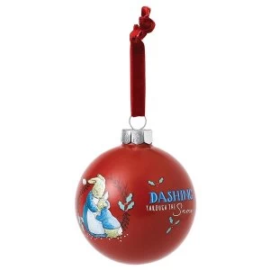 Image of Mrs Rabbit & Peter Rabbit Merry Christmas Bauble