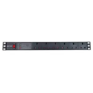 Image of 6 Way UK Rack Mount PDU - Black