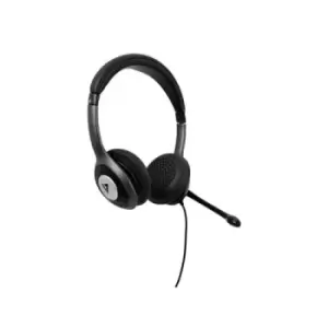 Image of V7 USB-C Deluxe Headset with Noise Cancelling Mic Volume Control Digital Headset Laptop Computer Chromebook PC - Black Gray