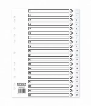 Image of ValueX Index 1-20 A4 PP White