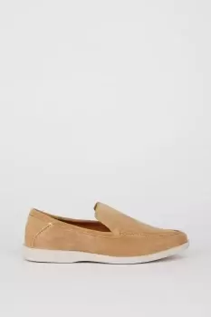 Image of Stone Wide Fit Suede Slip On Shoes