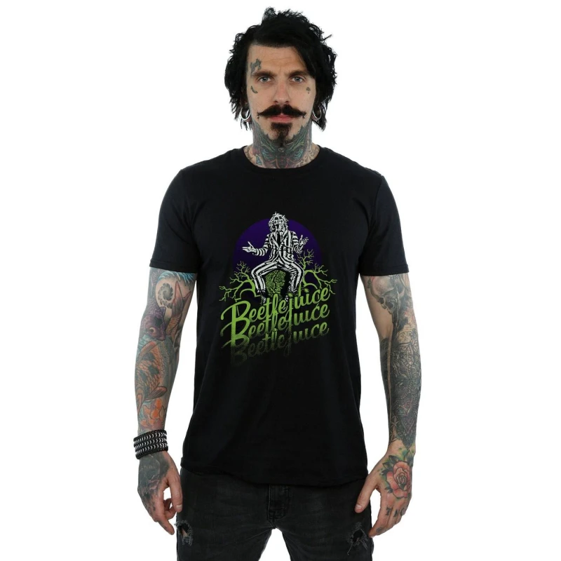 Image of Beetlejuice Beetlejuice Men Faded Pose T-Shirt in Black Size: 3X-Large Black XXXL Male 5057864033939