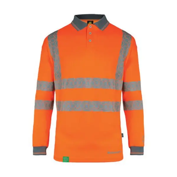 Image of Beeswift Envirowear Beeswift Envirowear High Visibility Long Sleeve Polo Shirt Orange XL EWCPKLSORXL