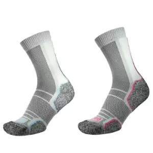 Image of 1000 Mile Trek Sock Ladies (Twin Pack) (Recycled) Silver/Blue+Silver/Pink Medium