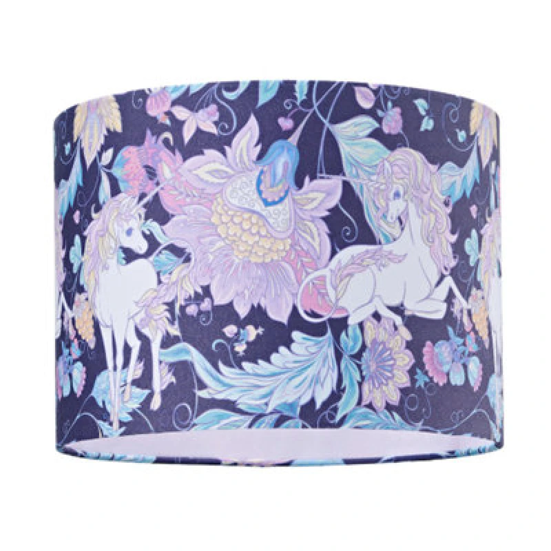 Image of Happy Homewares Feminine Purple & Pink Cotton 10 Shade With Elegant Unicorns And Green Flowers