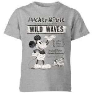 Image of Disney Retro Poster Wild Waves Kids T-Shirt - Grey - 11-12 Years
