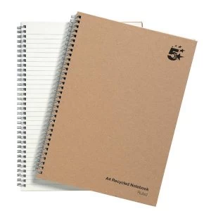 Image of 5 Star Notebook Wirebound Hard Cover Recycled 80gsm A4 Manilla Pack 5