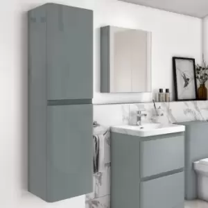 Image of Grey Wall Hung Tall Bathroom Cabinet 400mm - Pendle