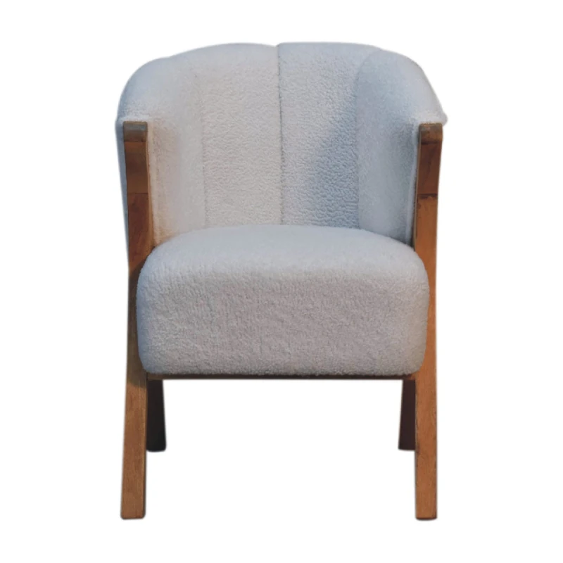 Image of Artisan Furniture Artisan Furniture Solid Wood White Boucle Minimalistic Chair