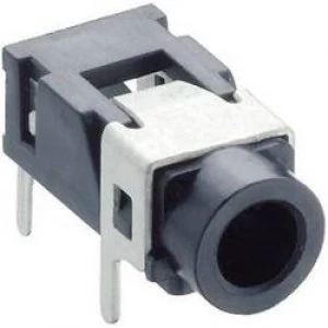 Image of 3.5mm audio jack Socket horizontal mount Number of pins 3 Stereo Black Lumberg 1503 08