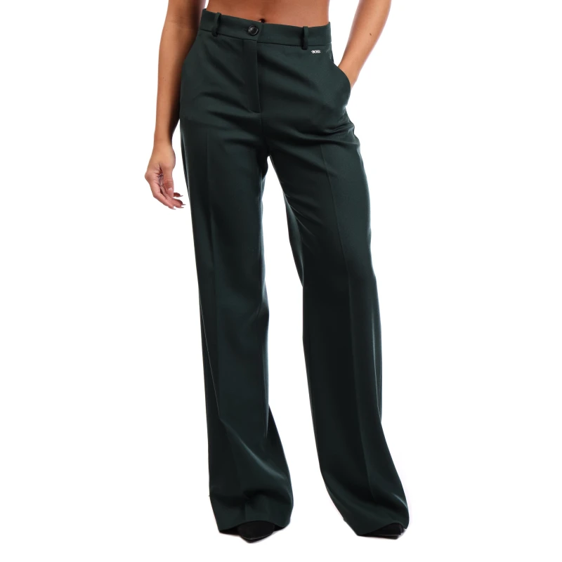Image of Boss Tireka Straight Leg Trousers Open Green female 4 (XXS)