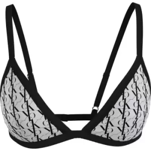 Image of Calvin Klein Triangle Monogram Fixed Bikini Top - White