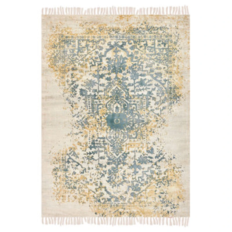 Image of Beliani Rug Boyali Dark Green 140 X 200 Cm Viscose