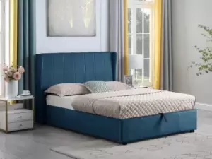 Image of Seconique Amelia 5ft King Size Blue Fabric Ottoman Bed Frame