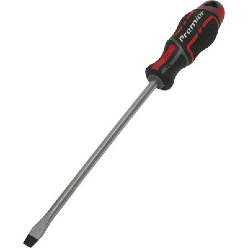 Image of Loops PREMIUM Slotted 8 x 200mm Screwdriver - Ergonomic Soft Grip - Magnetic Tip Multi