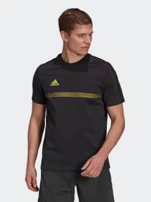Image of adidas Messi 3-Stripes Tee, Black, Size S, Men