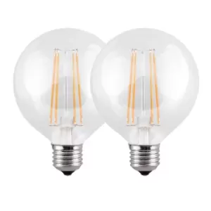 Image of 8 Watts G95 E27 LED Bulb Clear Globe Warm White Dimmable, Pack of 2