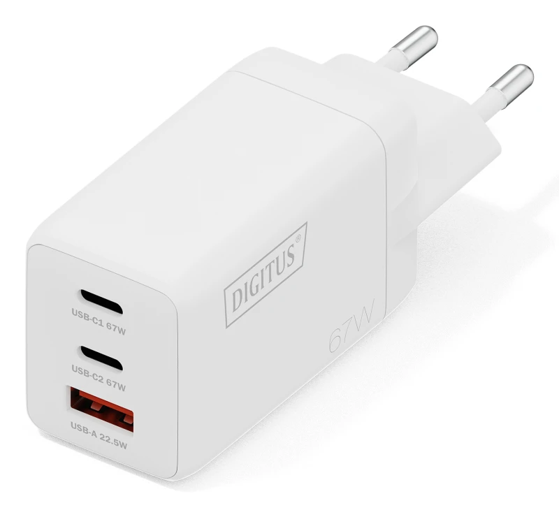 Image of Digitus USB GaN Charger 67W. 2x USB-C. 1x USB-A