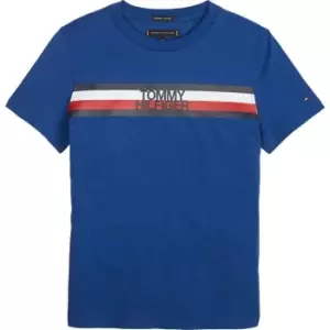Image of Tommy Hilfiger Boys Stripe Logo T-Shirt - Blue