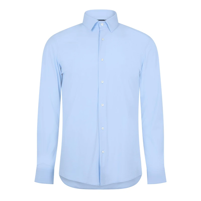 Image of Boss Mens P-Hank Poplin Long Sleeve Shirt Lt Pas Blue 450 male 16 inch