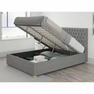 Image of Monroe Ottoman Upholstered Bed, Eire Linen, Grey - Ottoman Bed Size King (150x200) - Grey