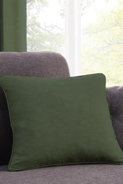 Image of Fusion 'Sorbonne' Luxury Plain Dyed Filled Cushion 100% Cotton Bottle Green