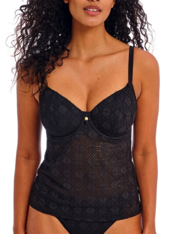 Image of Freya Womens Nomad Nights Tankini Top in Black Size: 32DD Black Female 32DD