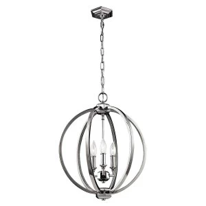 Image of 3 Light Medium Spherical Ceiling Pendant Polished Nickel, E14