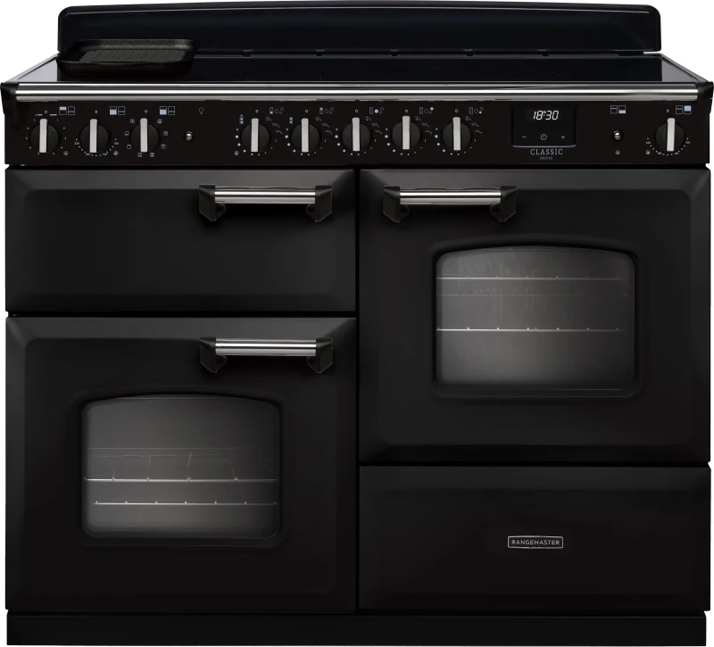 Image of Rangemaster CLDLO110EIPCBL/CM1 Classic Deluxe OC 110cm Induction Range Cooker Chrome Trim 14758 - CHARCOAL BLACK CLDLO110EIPCBL/CM1