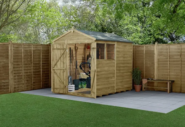 Image of 4Life Forest Wooden 8 x 6ft Overlap Double Door Apex Shed