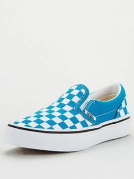 Image of Vans Childrens Classic Slip-On Checkerboard - Blue White, Size 2
