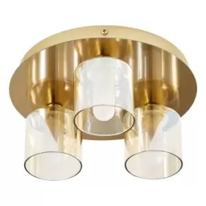 Image of Spa Patras 3 Light Ceiling Light Champagne Glass and Satin Brass
