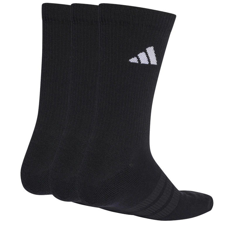 Image of adidas 3 Pack Crew Socks Adults Black 3 Bar unisex M 6.5-8