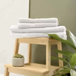 Image of The Linen Yard - Loft Combed Cotton 4 Piece Hand/Bath Towel Set White - White