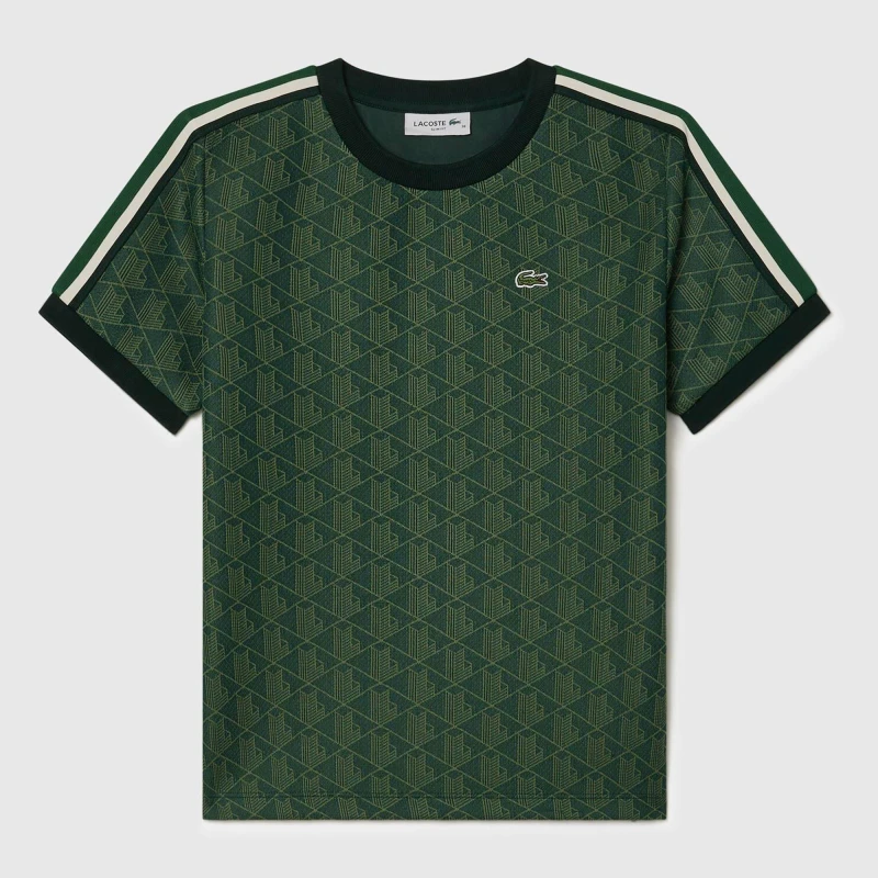Image of Lacoste Slim-Fit Monogram Jacquard T-Shirt Green female 12