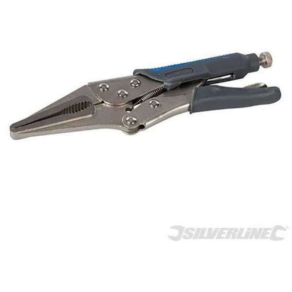 Image of Silverline Self Locking Soft-Grip Long Nose Pliers - 165mm