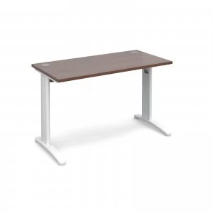 Image of TR10 Straight Desk 1200mm x 600mm - White Frame Walnut Top