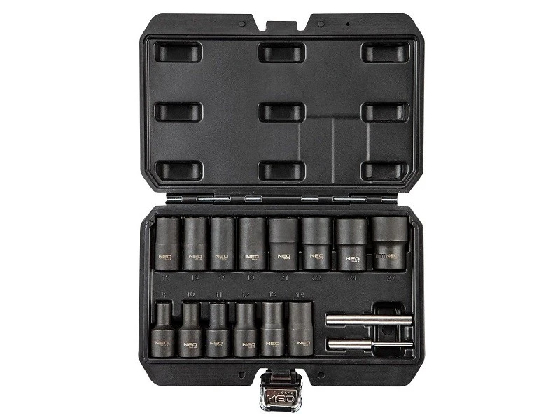 Image of NEO TOOLS 11-920 Socket set Tool Steel, Drive: 1/2Inch, Number of tools: 16 Tool Steel Socket set (5840)