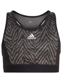 Image of adidas Junior Girls Sea Woven Bra - Black/Grey, Size 9-10 Years, Women