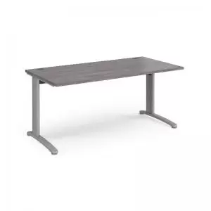 Image of TR10 straight desk 1600mm x 800mm - silver frame and grey oak top