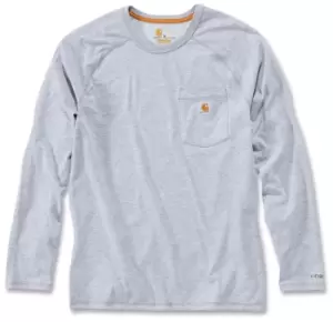 Image of Carhartt Force Cotton Long Sleeve Shirt, grey, Size S, grey, Size S