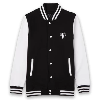Image of Marvel Spider-Man Web Head Unisex Varsity Jacket - Black / White - S - Black