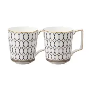 Image of Wedgwood Renaissance Gold Mugs 0.35ltr Set of 2 - Blue