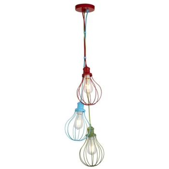 Image of Searchlight Kids 3 Light Mu Lighti Drop Balloon Cage Pendant Mu Lighti - Colour