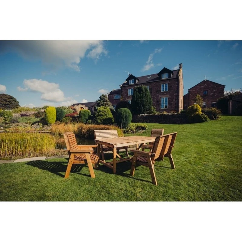 Image of Churnet Valley Garden Furniture Ltd Valley 6 Seater Set 2XC 2XB - Timber - Minimal Assembly Required in Brown Brown Unisex