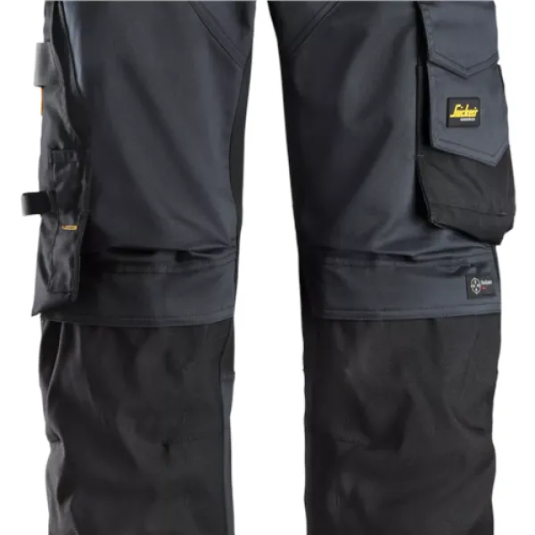 Image of Snickers AllroundWork Stretch Loose Fit Work Trousers Holster Pockets - Steel Grey/Black - 96