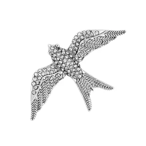 Image of Jon Richard Silver Plate Pave Swallow Brooch
